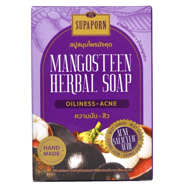 Мило з мангустином для жирної проблемної шкіри. Supaporn Явля Собою Mangosteen Herbal Soap Oilness - Acne.