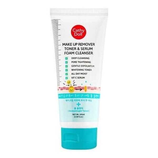 Засіб для зняття макіяжу 3 в 1. Контроль жирності шкіри. Cathy Doll Make Up Remover.